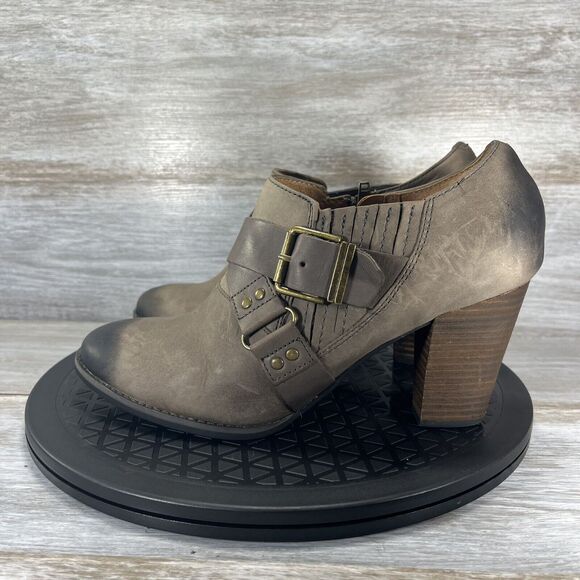 Indigo by Clarks Womens Brown Leather Heeled Ankle Booties Size 9 - Picture 1 of 8